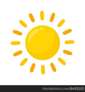 yellow sun icon Simple cartoon style design. The rays of the sun in summer