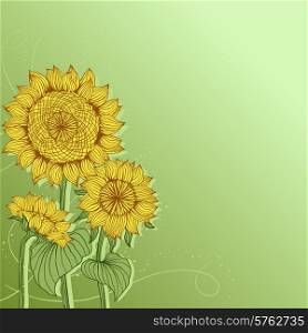 Yellow sunflowers. Vector flower element for design.. Yellow sunflowers. Vector flower element for design
