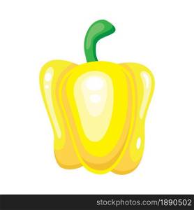 Yellow sweet pepper vegetable on white background isolated icon. Vector illustration.