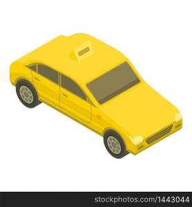 Yellow taxi car icon. Isometric of yellow taxi car vector icon for web design isolated on white background. Yellow taxi car icon, isometric style