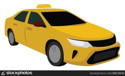 Yellow taxi, illustration, vector on white background