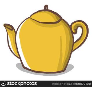 Yellow tea pot, illustration, vector on white background