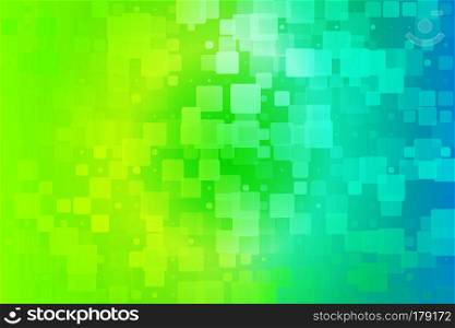 Yellow teal blue green shades vector abstract glowing background with random sizes rounded corners tiles