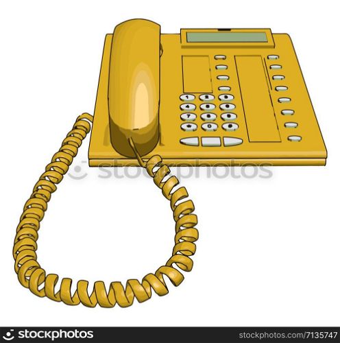 Yellow telephone, illustration, vector on white background.