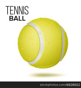 Yellow Tennis Ball Isolated Vector. Realistic Illustration. Tennis Ball Vector. Sport Game, Fitness Symbol Illustration