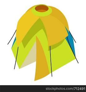 Yellow tent icon. Isometric illustration of yellow tent vector icon for web. Yellow tent icon, isometric 3d style