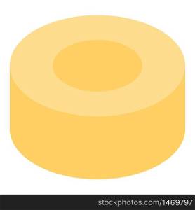 Yellow toy cylinder icon. Isometric of yellow toy cylinder vector icon for web design isolated on white background. Yellow toy cylinder icon, isometric style