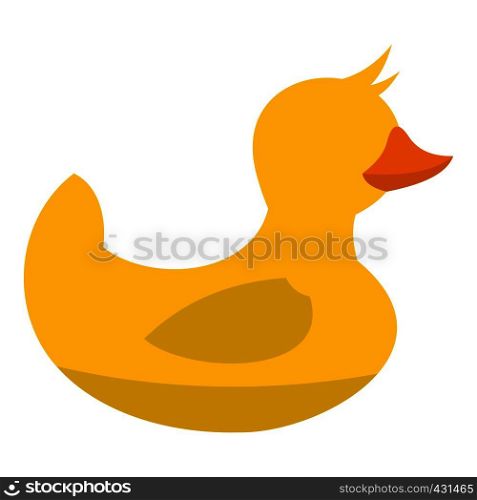 Yellow toy duck icon flat isolated on white background vector illustration. Yellow toy duck icon isolated