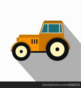 Yellow tractor icon. Flat illustration of yellow tractor vector icon for web. Yellow tractor icon, flat style