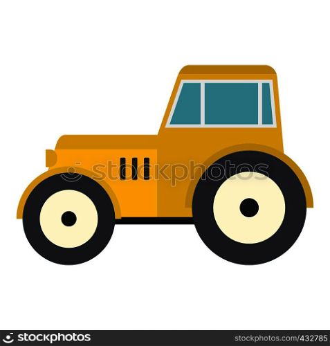Yellow tractor icon flat isolated on white background vector illustration. Yellow tractor icon isolated