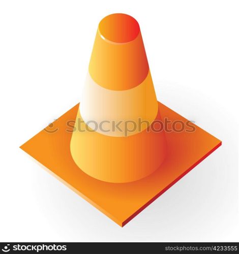 Yellow traffic cone. Vector illustration.