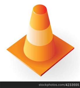 Yellow traffic cone. Vector illustration.