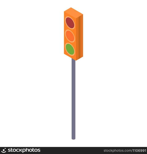 Yellow traffic light icon. Isometric of yellow traffic light vector icon for web design isolated on white background. Yellow traffic light icon, isometric style