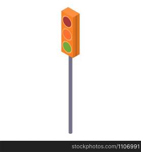 Yellow traffic light icon. Isometric of yellow traffic light vector icon for web design isolated on white background. Yellow traffic light icon, isometric style