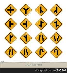 Yellow Traffic Sign Vector Set Illustration Design. Vector EPS 10.