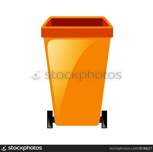 Yellow trash bin icon. Flat illustration of Yellow trash bin vector icon for web on white background