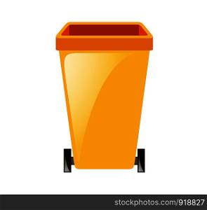 Yellow trash bin icon. Flat illustration of Yellow trash bin vector icon for web on white background