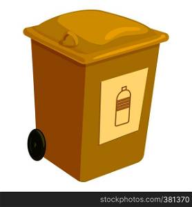 Yellow trashcan icon. Cartoon illustration of yellow trashcan vector icon for web. Yellow trashcan icon, cartoon style