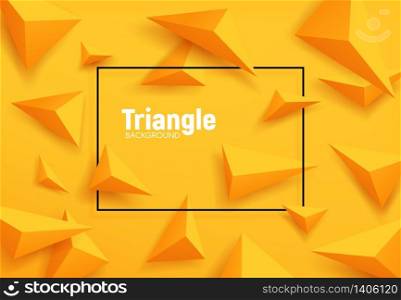 Yellow triangles, abstract geometric vector background. 3d pyramids pattern of origami polygon shapes or low poly crystals with shadows, modern futuristic backdrop of business design. Yellow triangles abstract geometric background