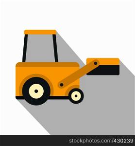 Yellow truck to lift cargo icon. Flat illustration of yellow truck to lift cargo vector icon for web. Yellow truck to lift cargo icon, flat style