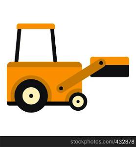 Yellow truck to lift cargo icon flat isolated on white background vector illustration. Yellow truck to lift cargo icon isolated