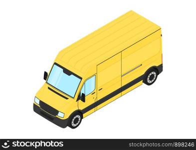 Yellow Van. Modern van on a white background. Isometric view. Flat vector.