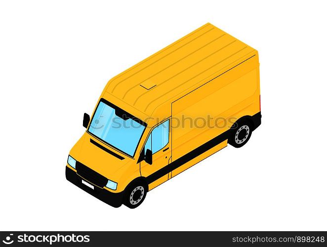 Yellow Van. Modern van on a white background. Isometric view. Flat vector.