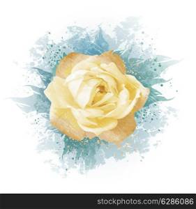 Yellow Vector Grunge Rose With Paints Splashes