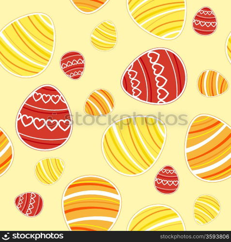 Yellow vector seamless pattern with Easter eggs