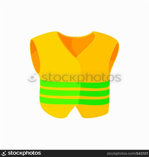 Yellow vest icon in cartoon style on a white background. Yellow vest icon, cartoon style