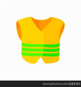Yellow vest icon in cartoon style on a white background. Yellow vest icon, cartoon style