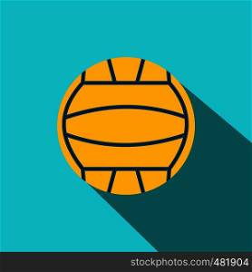 Yellow volleyball ball flat icon on a blue background. Yellow volleyball ball flat icon