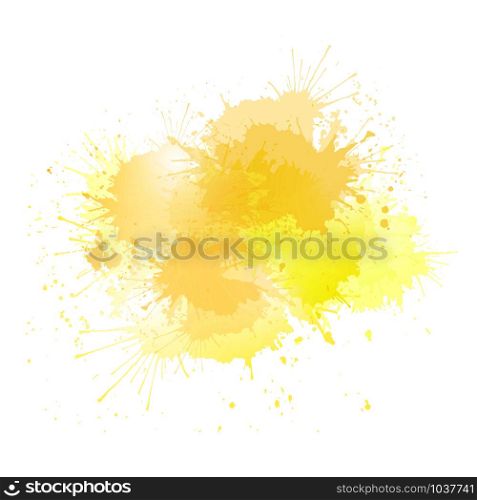 Yellow watercolor splashes with highlights. The object is separate from the background. Vector element for banners, cards and your creativity. Yellow watercolor splashes with highlights. The object is separate from the background.