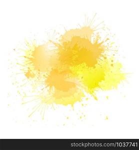 Yellow watercolor splashes with highlights. The object is separate from the background. Vector element for banners, cards and your creativity. Yellow watercolor splashes with highlights. The object is separate from the background.