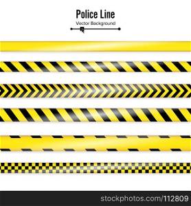 Yellow With Black Police Line. Danger Security Quarantine Tapes. Isolated On White Background. Vector Illustration. Yellow With Black Police Line. Danger Security Quarantine Tapes. Isolated On White Background. Vector