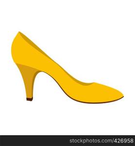 Yellow woman shoe icon. Flat illustration of yellow woman shoe vector icon for web design. Yellow woman shoe icon, flat style