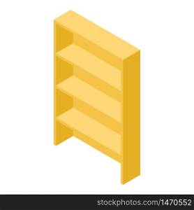Yellow wood shelf icon. Isometric of yellow wood shelf vector icon for web design isolated on white background. Yellow wood shelf icon, isometric style