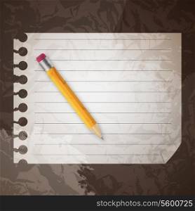 Yellow wooden pencil on a blank notepad vector illustration on business theme