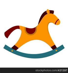 Yellow wooden rocking horse icon flat isolated on white background vector illustration. Yellow wooden rocking horse icon isolated