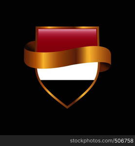 Yemen flag Golden badge design vector