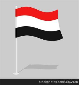 Yemen Flag. Official national mark of Republic of Yemen. Traditional Yemeni flag paced. state in Southwest Asia&#xA;