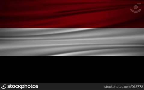 Yemen flag vector. Vector flag of Yemen blowig in the wind. EPS 10.