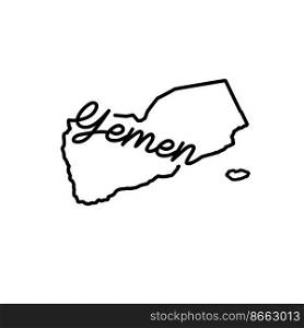 Yemen outline map with the handwritten country name. Continuous line drawing of patriotic home sign. A love for a small homeland. T-shirt print idea. Vector illustration.. Yemen outline map with the handwritten country name. Continuous line drawing of patriotic home sign