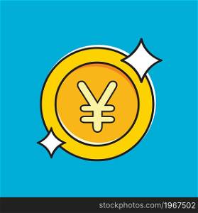 Yen gold coin. vector illustration