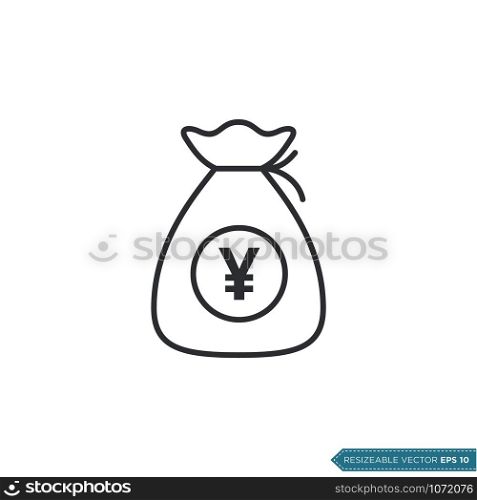 Yen Japan Money Bag Icon Vector Template Flat Design