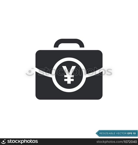 Yen Money Bag Icon Vector. Suitcase Money Sign Flat Design