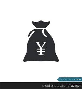 Yen Money Bag Icon Vector Template Flat Design