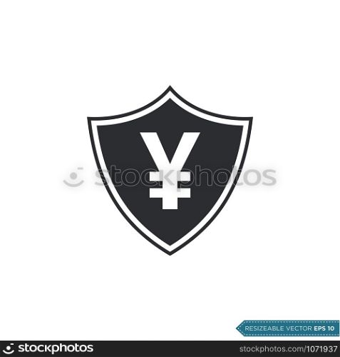 Yen Money Sign Shield Icon Vector template Flat Design