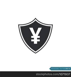 Yen Money Sign Shield Icon Vector template Flat Design