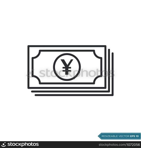 Yen Paper Money Icon Vector Template Flat Design